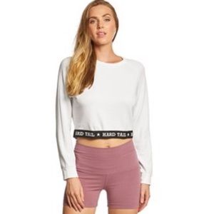 Hard Tail Cropped Logo Pullover - White, xs